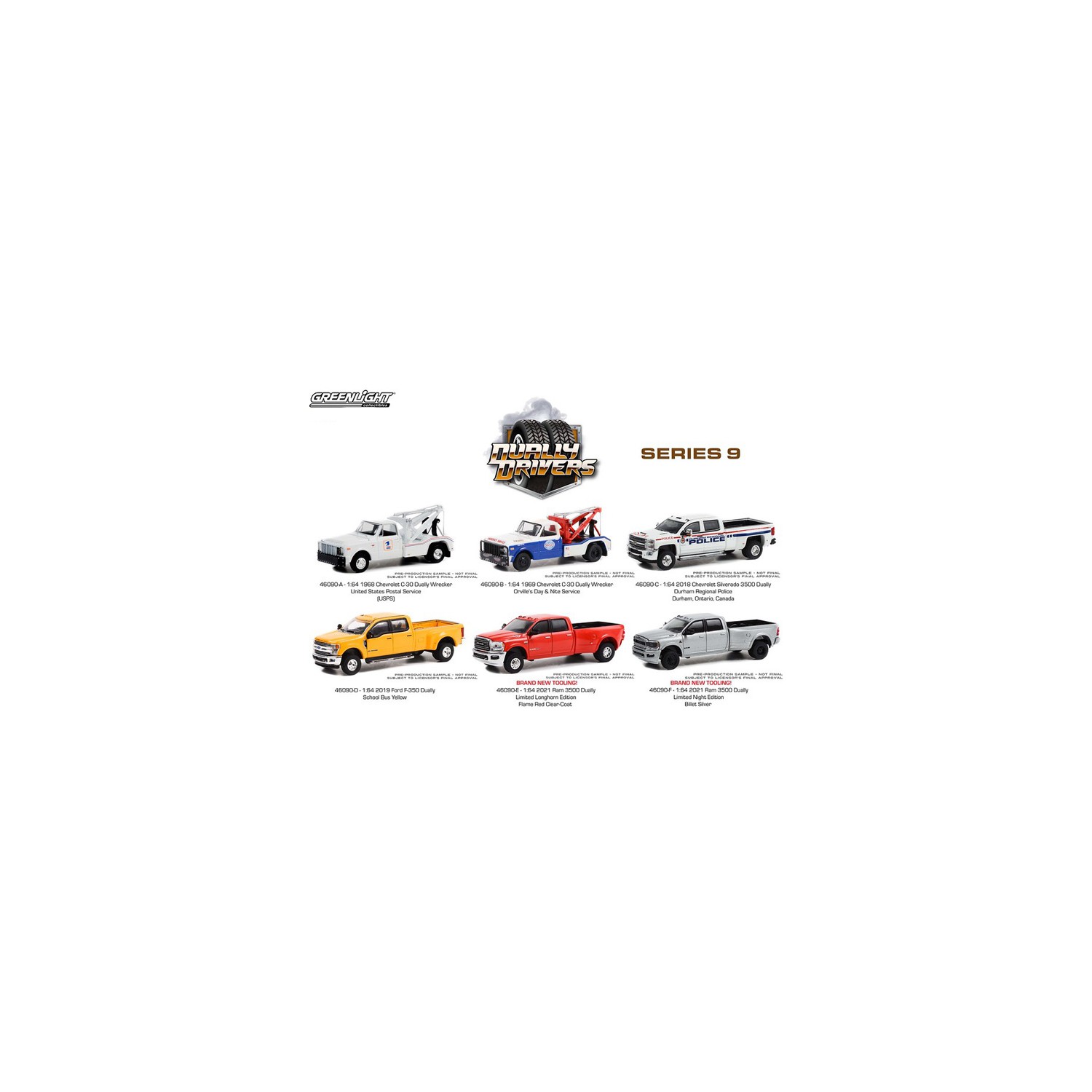 Greenlight Dually Drivers Series 9 - Six Truck Set