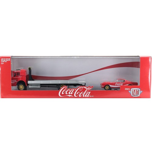M2 Machines Coca-Cola Auto-Haulers Release TW015 - 1970 Ford C-50 Flatbed and 1965 Ford Mustang 2+2