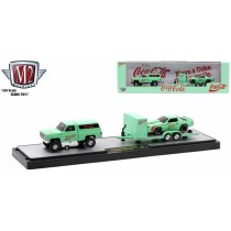 M2 Machines Coca-Cola Auto-Haulers Release TW017 - 1973 Chevy Cheyenne Super 10 4x4 and 1985 Chevy Camaro IROC-Z