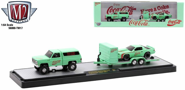 M2 Machines Coca-Cola Haulers 1973 Chevy Cheyenne, Chevy Camaro IROC-Z