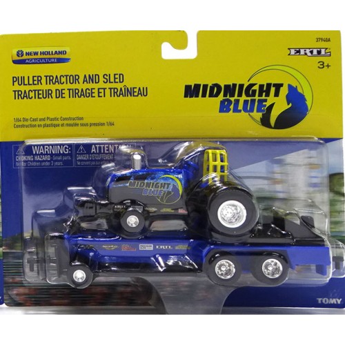 Ertl New Holland Puller Tractor with Sled - Midnight Blue