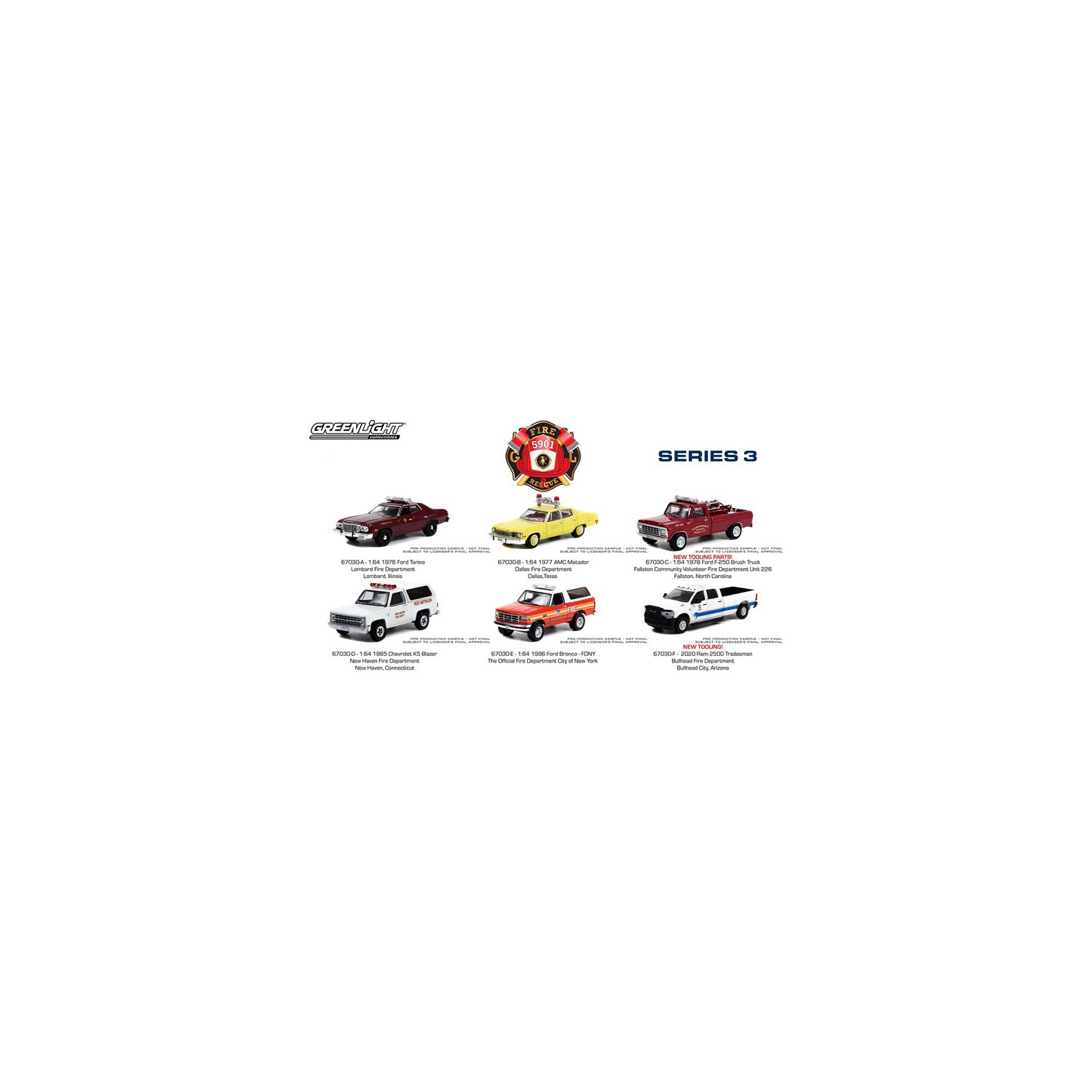 Greenlight Fire and Rescue Series 3 - Six Piece Set