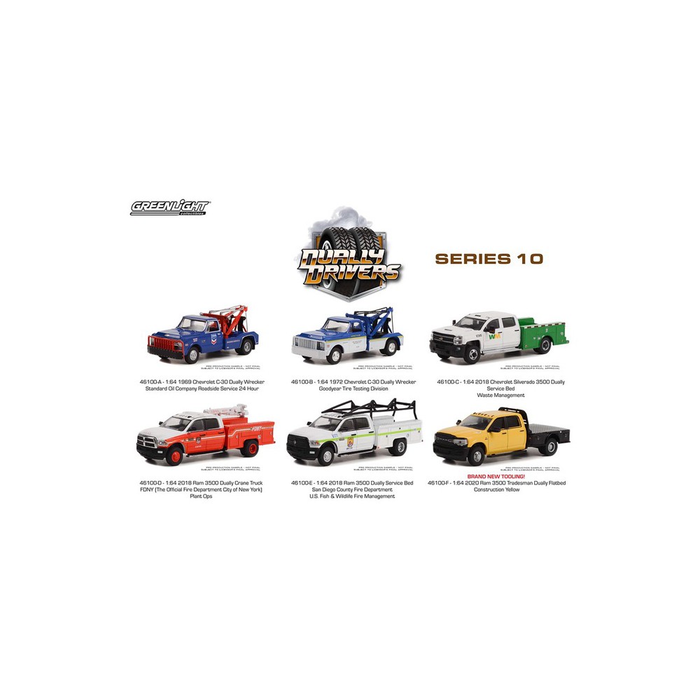 Greenlight Dually Drivers Series 10 - Six Truck Set