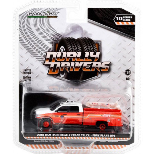 Greenlight Dually Drivers Series 10 - 2018 RAM 3500 Dually Crane Truck FDNY