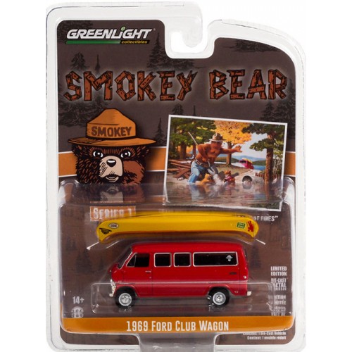Greenlight Smokey Bear Series 1 - 1969 Ford Club Wagon with Canoe