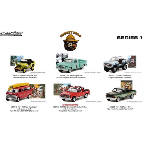 Greenlight Smokey Bear Series 1 - Six Car Set
